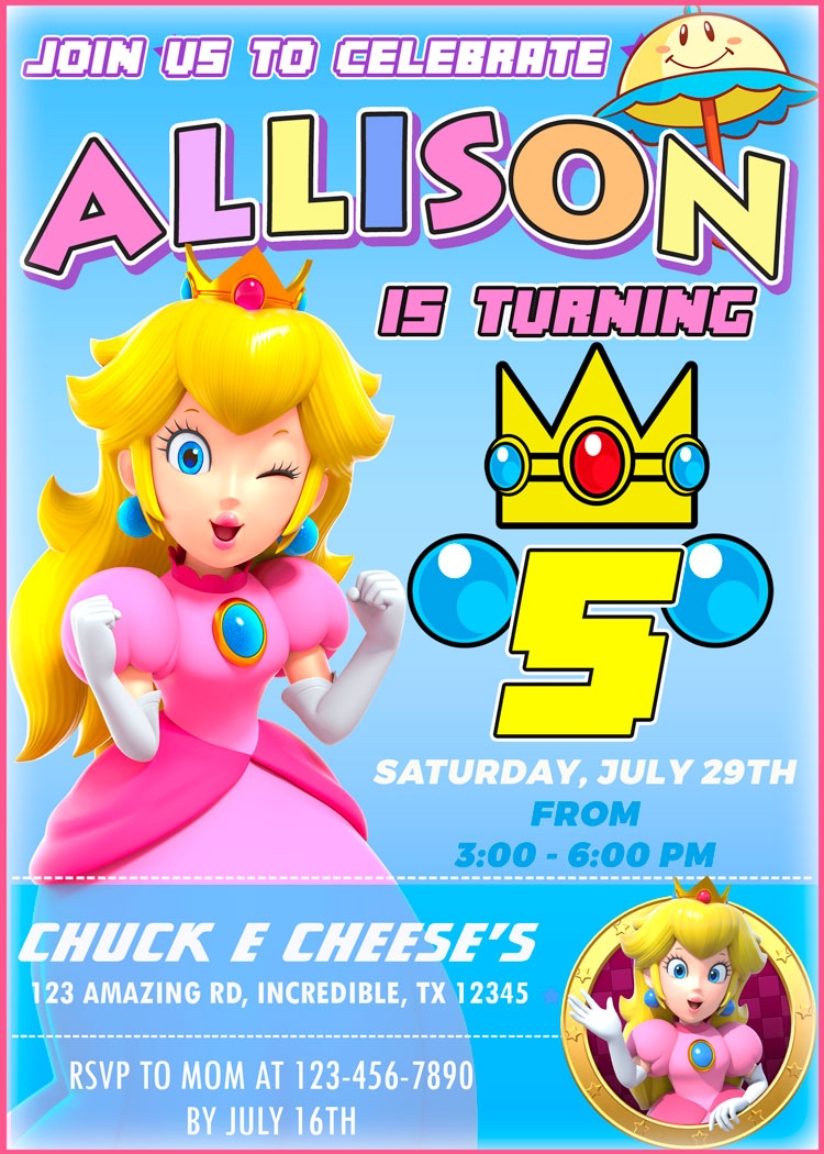 PRINCESS PEACH BIRTHDAY INVITATION
