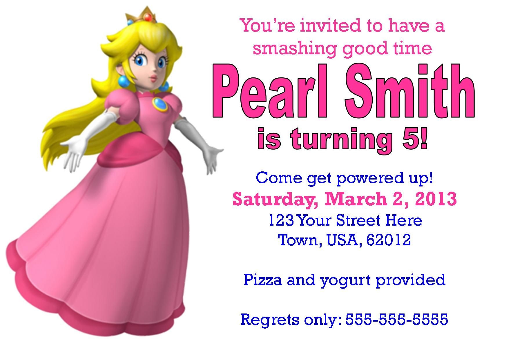 Princess Peach Invitation Template Social Media Template