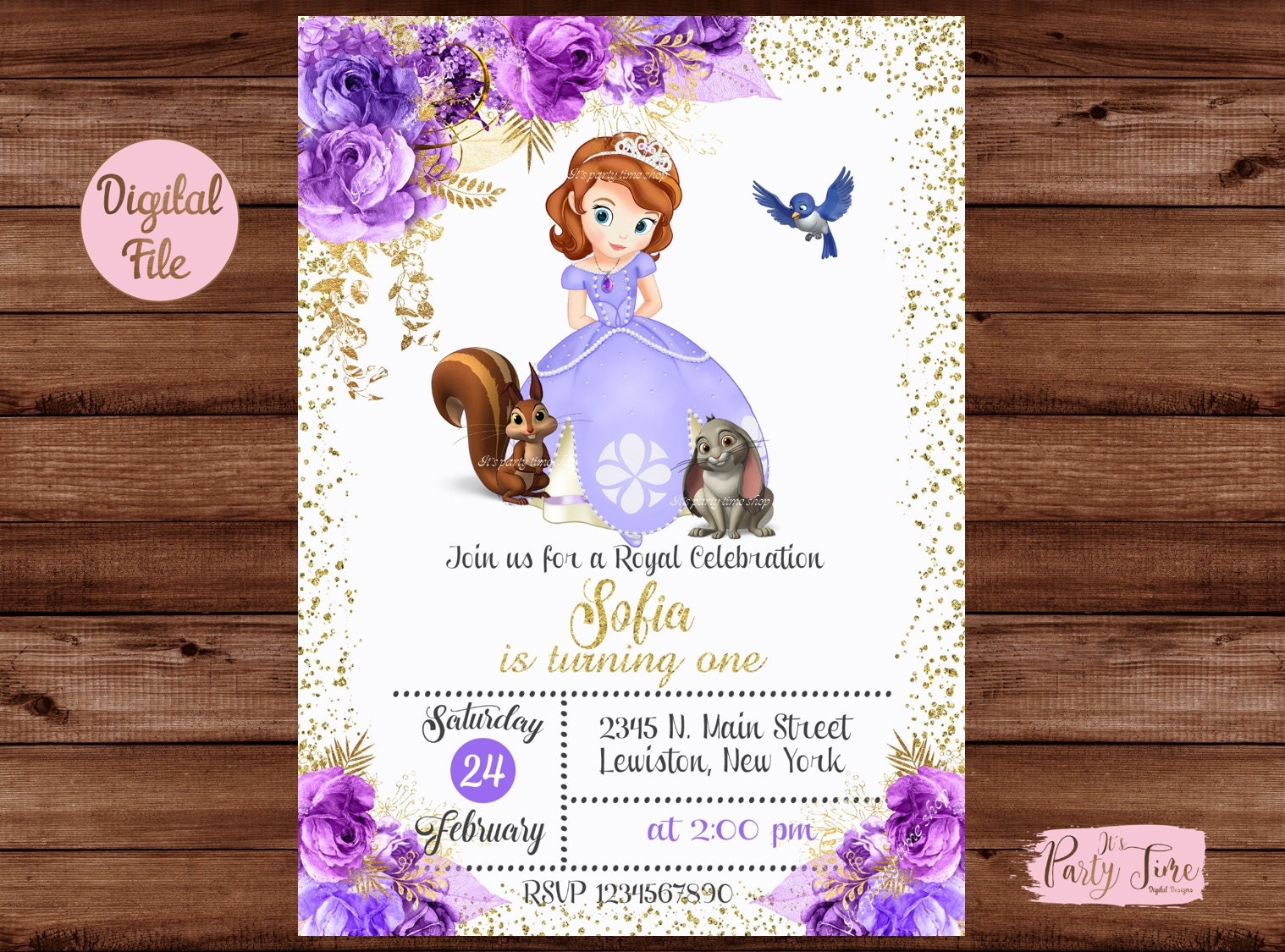 princess sofia invitation card template