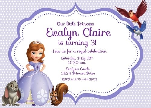 Princess Sofia Invitation Template Free