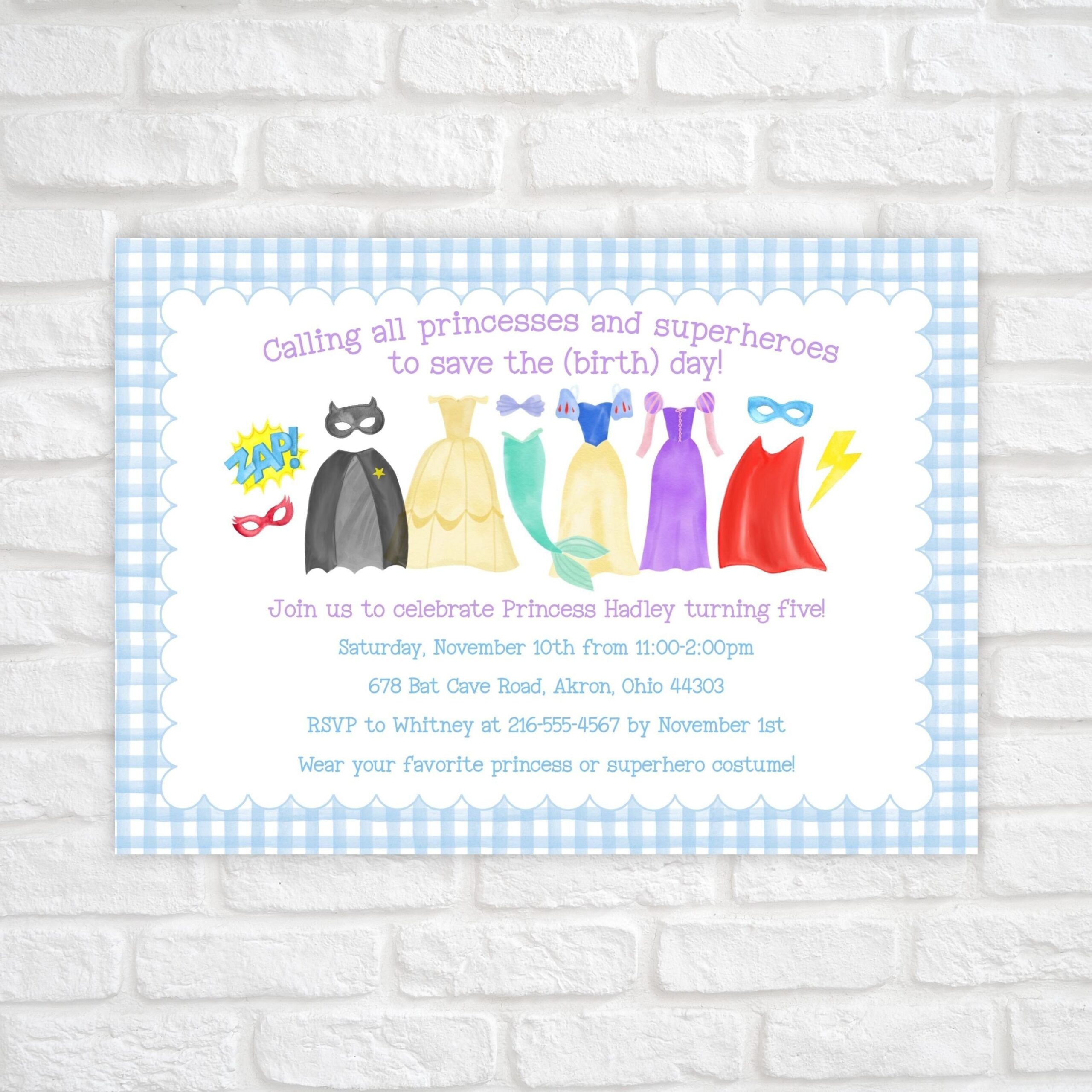 Princess Superhero Party Invitation Printable Superhero Princess 
