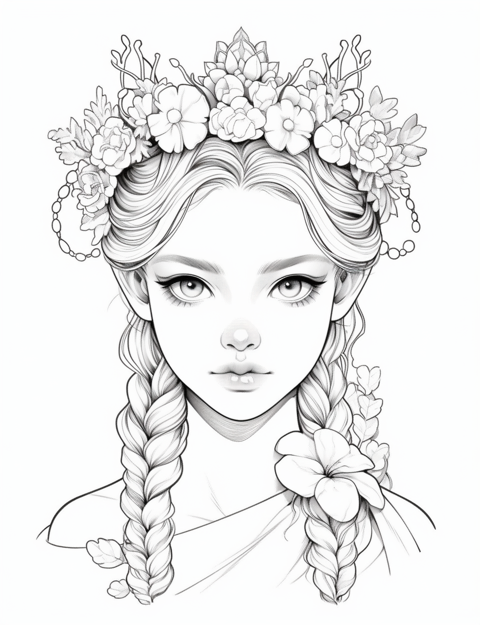 Princess With Flower Coloring Page People Coloring Pages Adult 