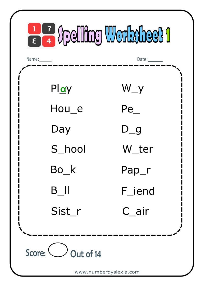1st grade spelling words worksheets