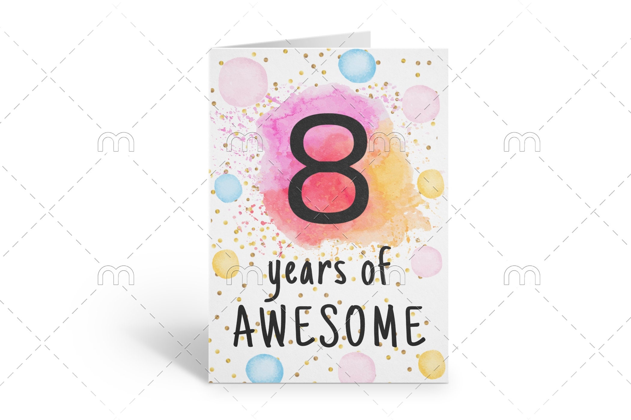 PRINTABLE 8th Birthday Card Birthday Card Printable Instant Download 