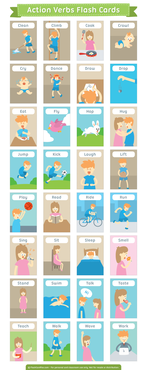 action flash cards printable
