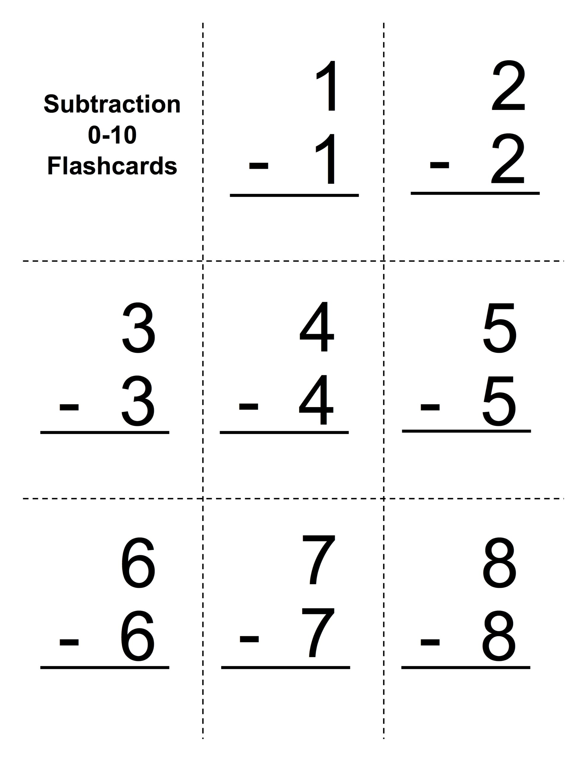 addition and subtraction flash cards printable within 10