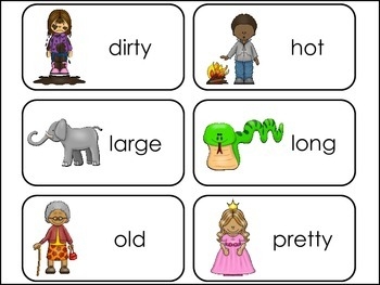 adjectives printable flash cards