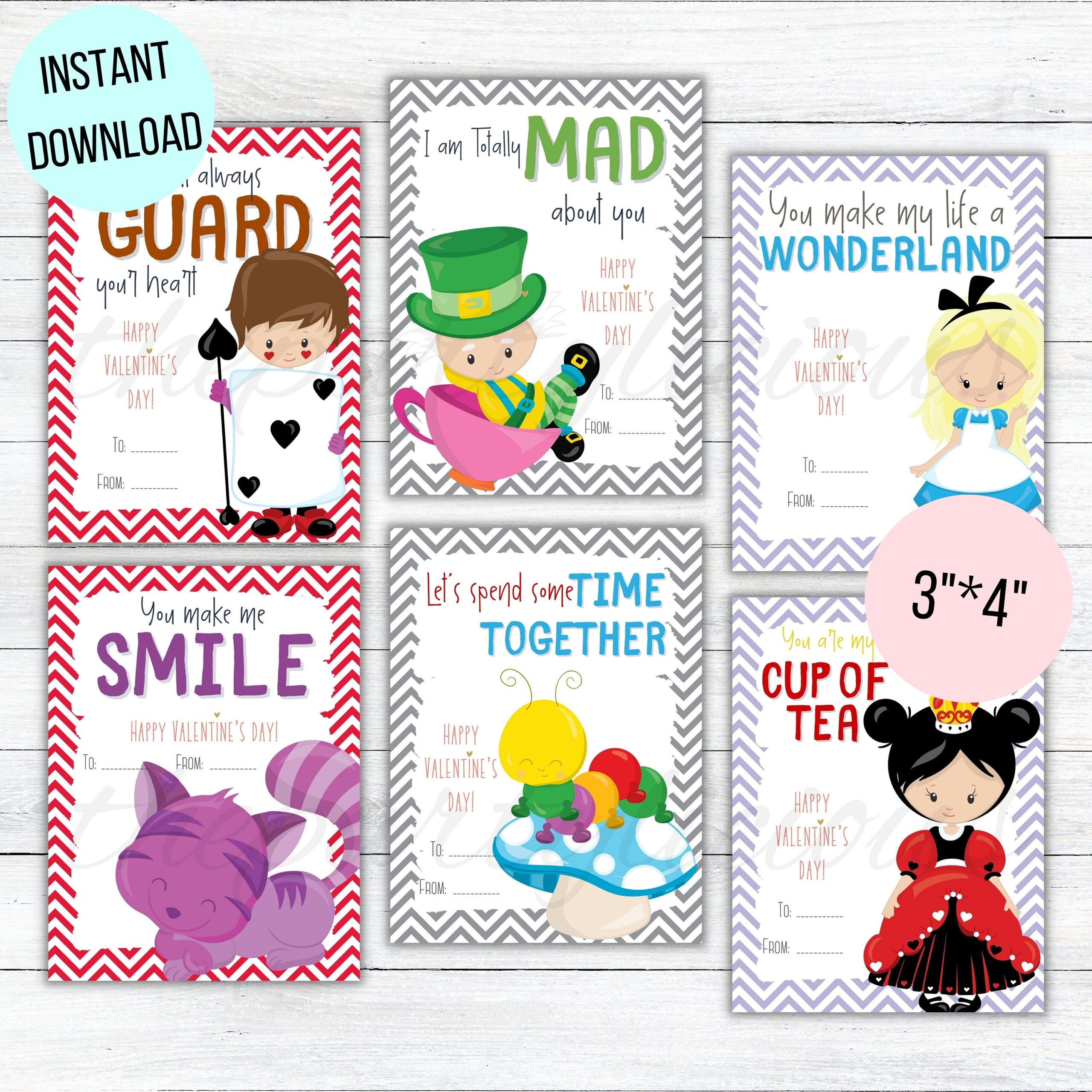 Printable Alice In Wonderland Valentine 39 s Day Cards Alice School 
