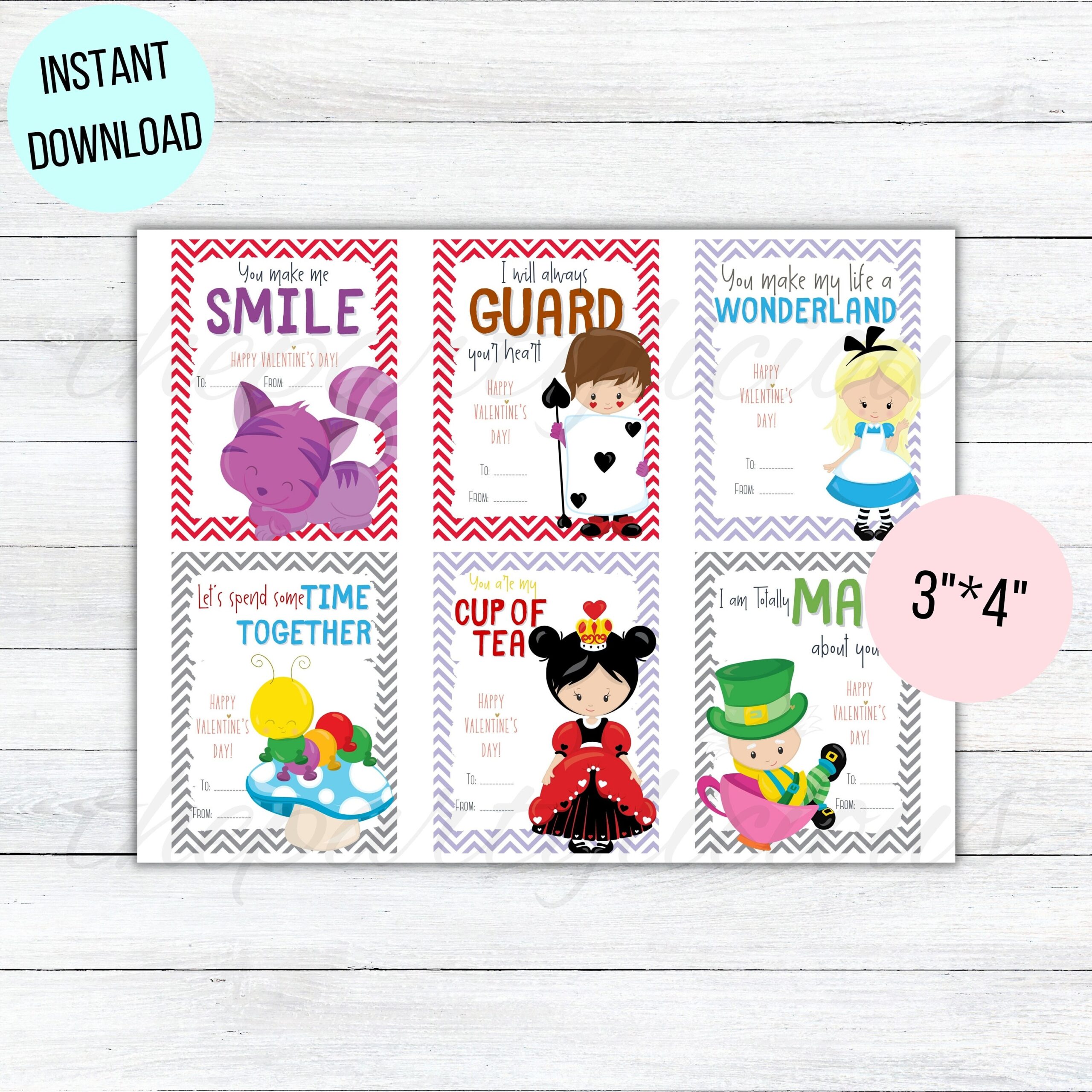 Printable Alice In Wonderland Valentine 39 s Day Cards Alice School 