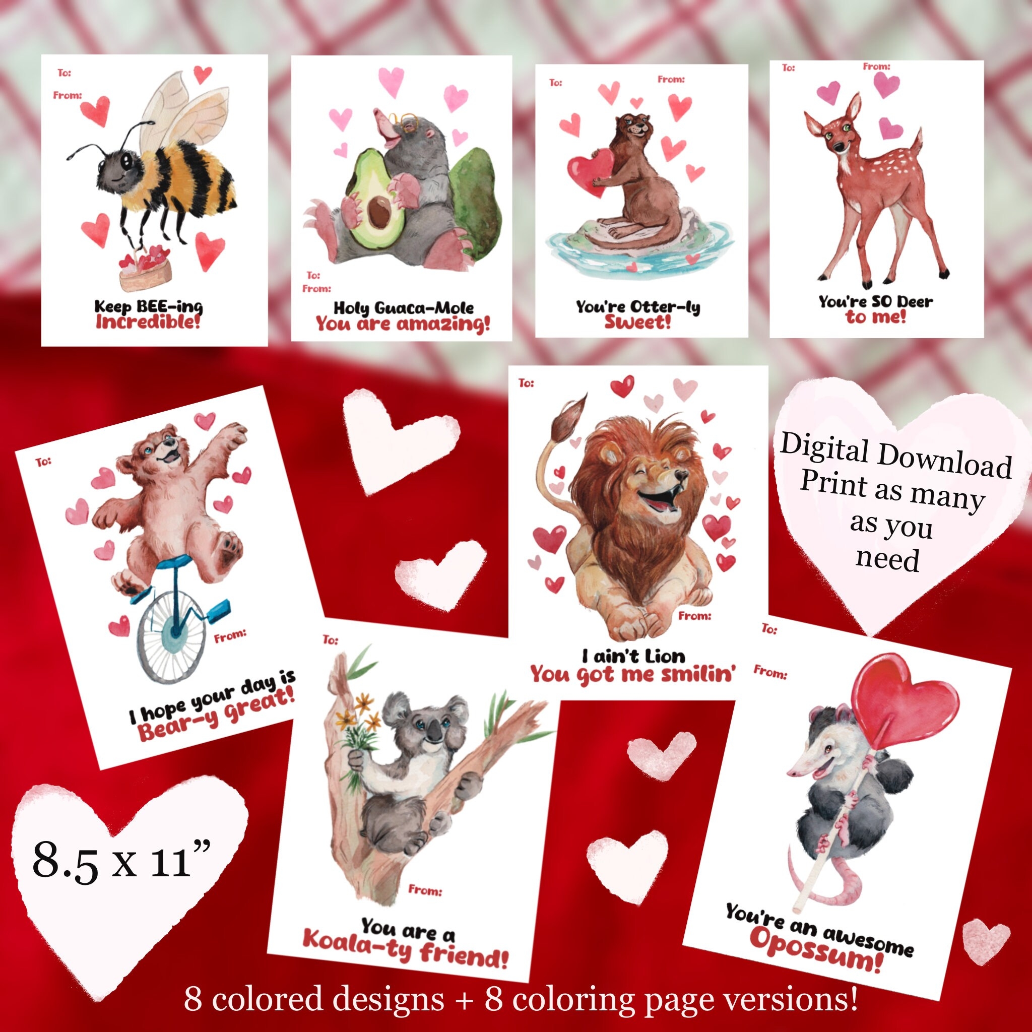 Printable Animal Valentines Day Cards Classroom Valentines Day Cards 