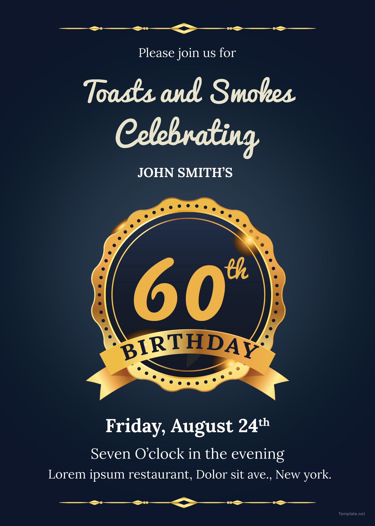 Printable Blank 60Th Birthday Invitation Template