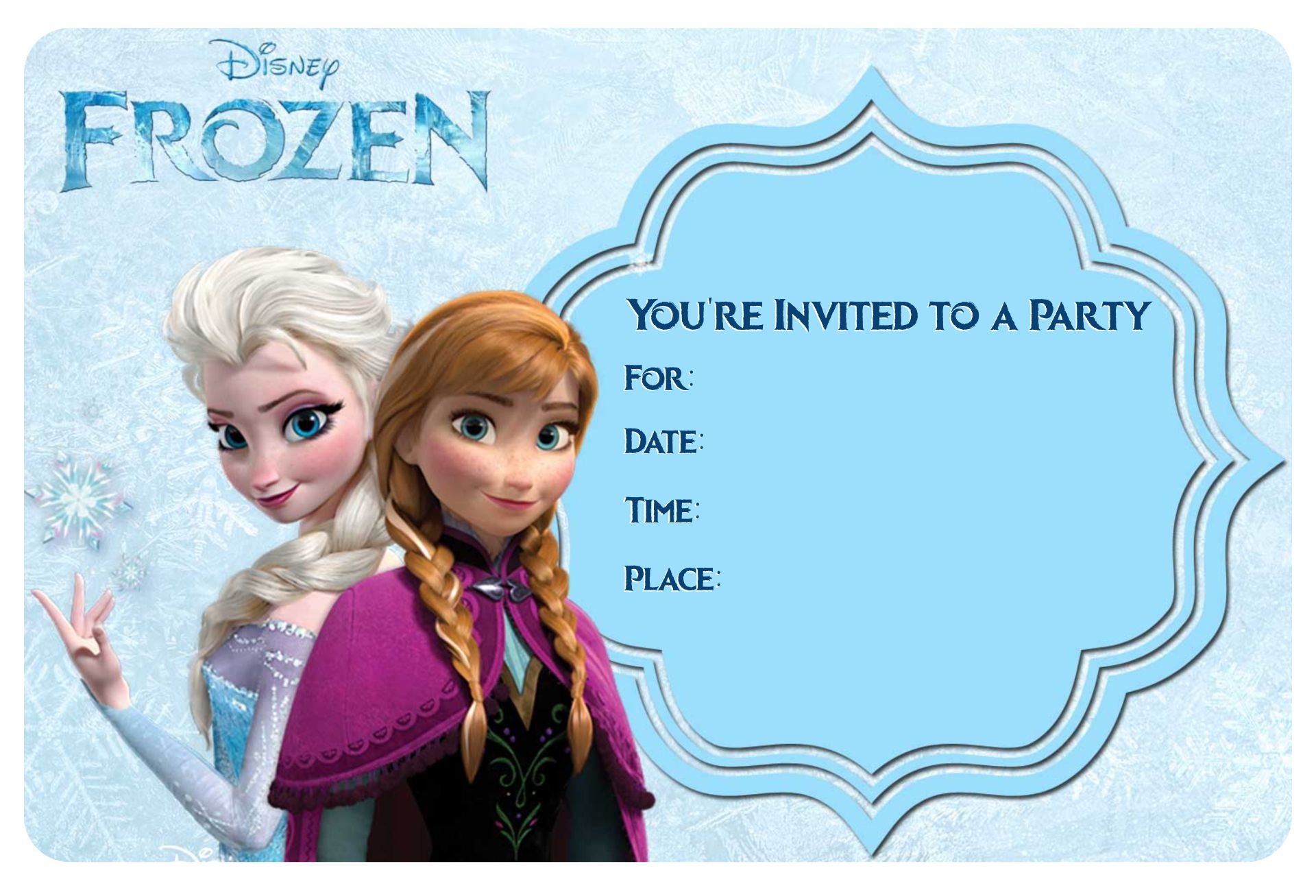 printable blank frozen invitation template
