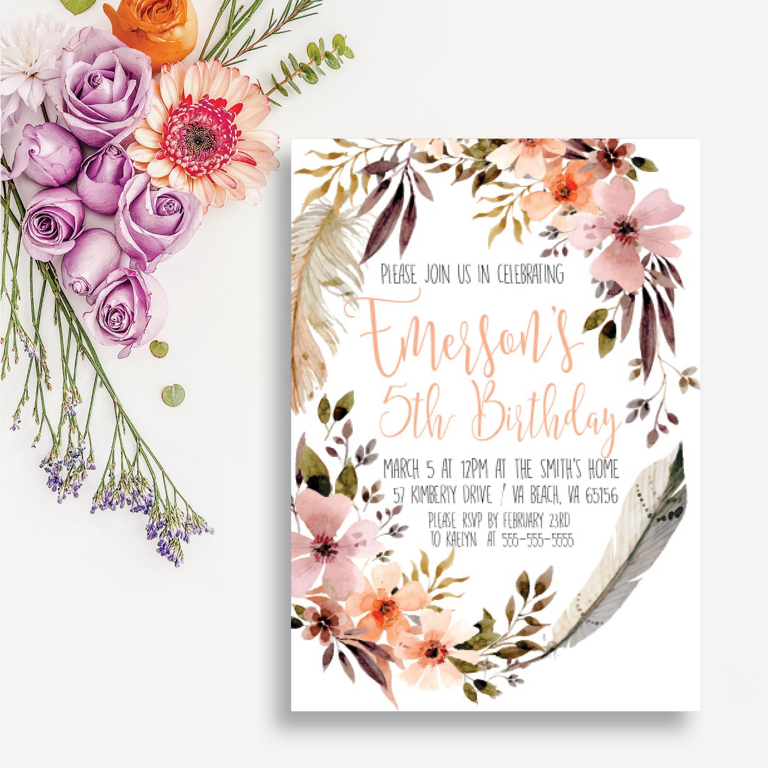 Printable Boho Invitation Template Free Printable Word Searches