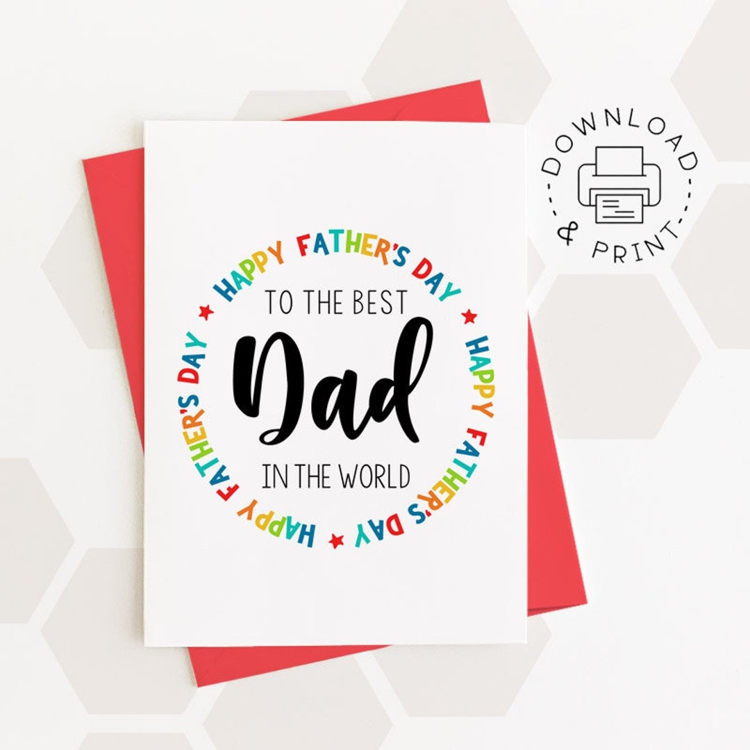 Printable Card Happy Father 39 s Day To The Best Dad Ever Etsy