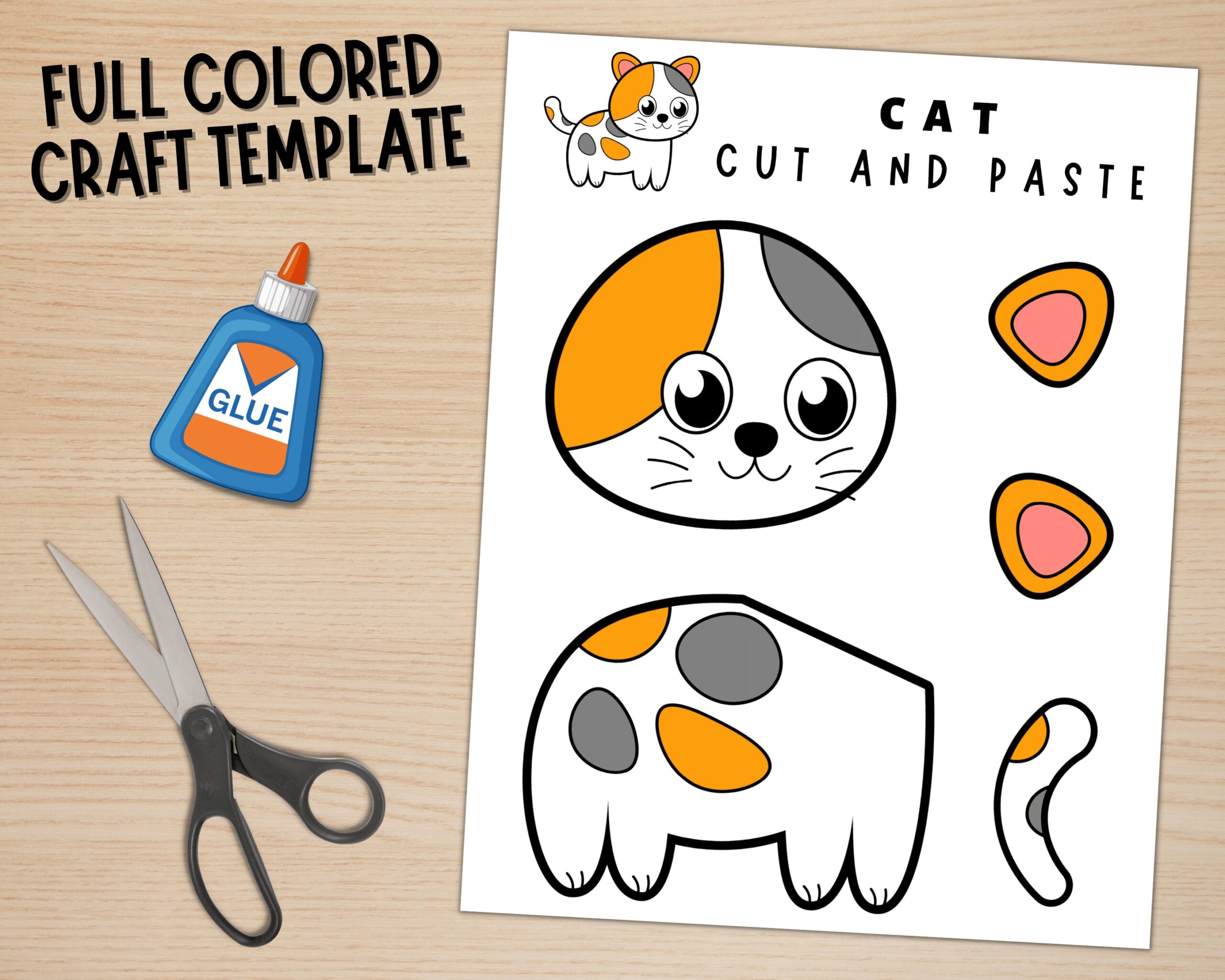 Printable Cat Craft Template Pet Animal Craft Farm Animal 