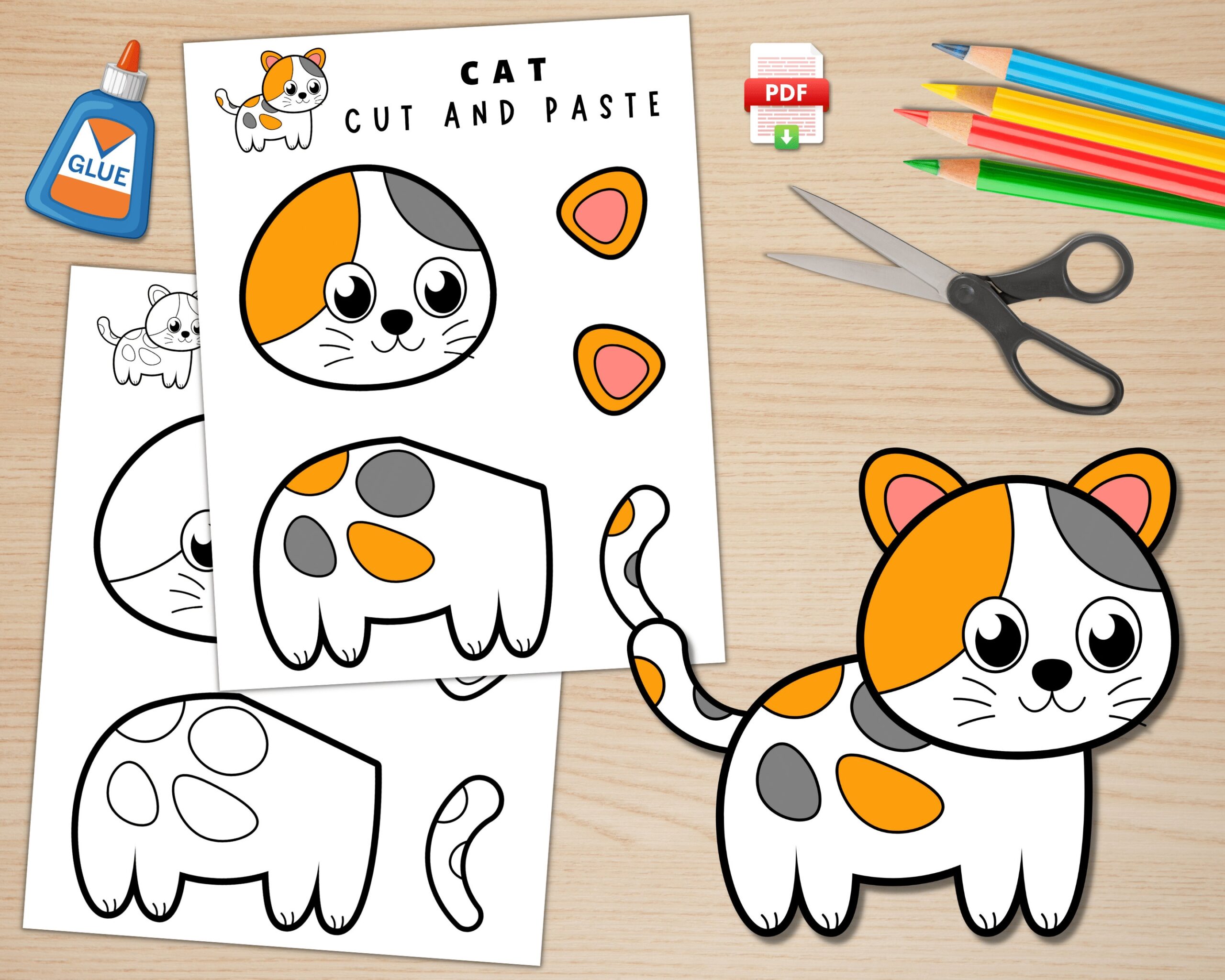 Printable Cat Craft Template Pet Animal Craft Farm Animal