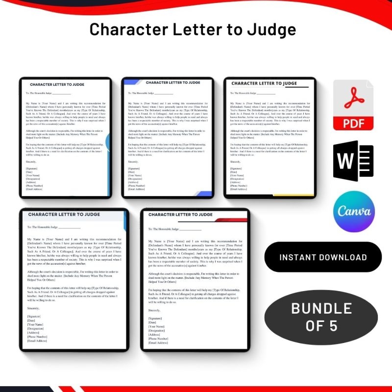 Printable Character Letter To Judge Archives Premium Printable Templates