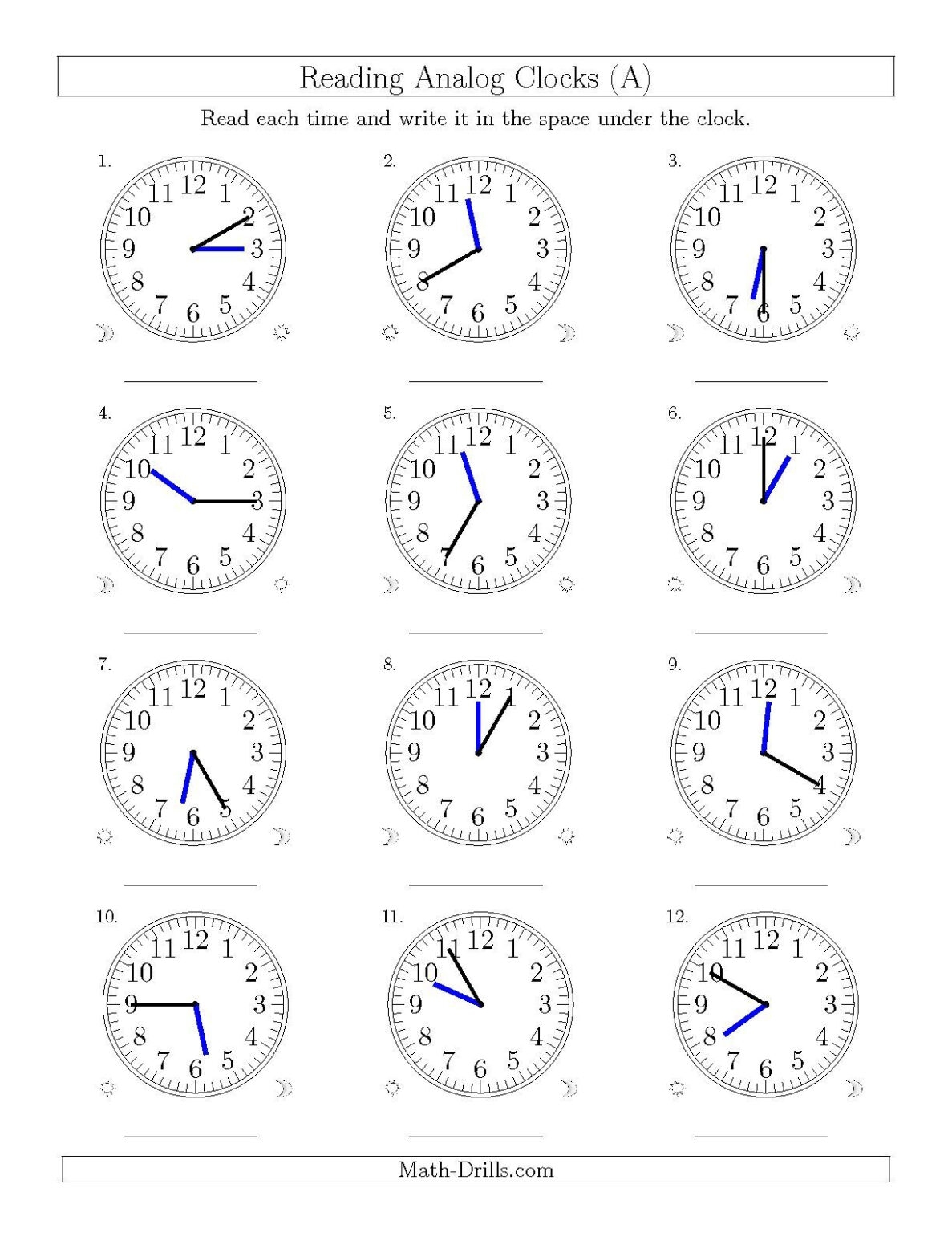 free printable clock worksheets grade 4