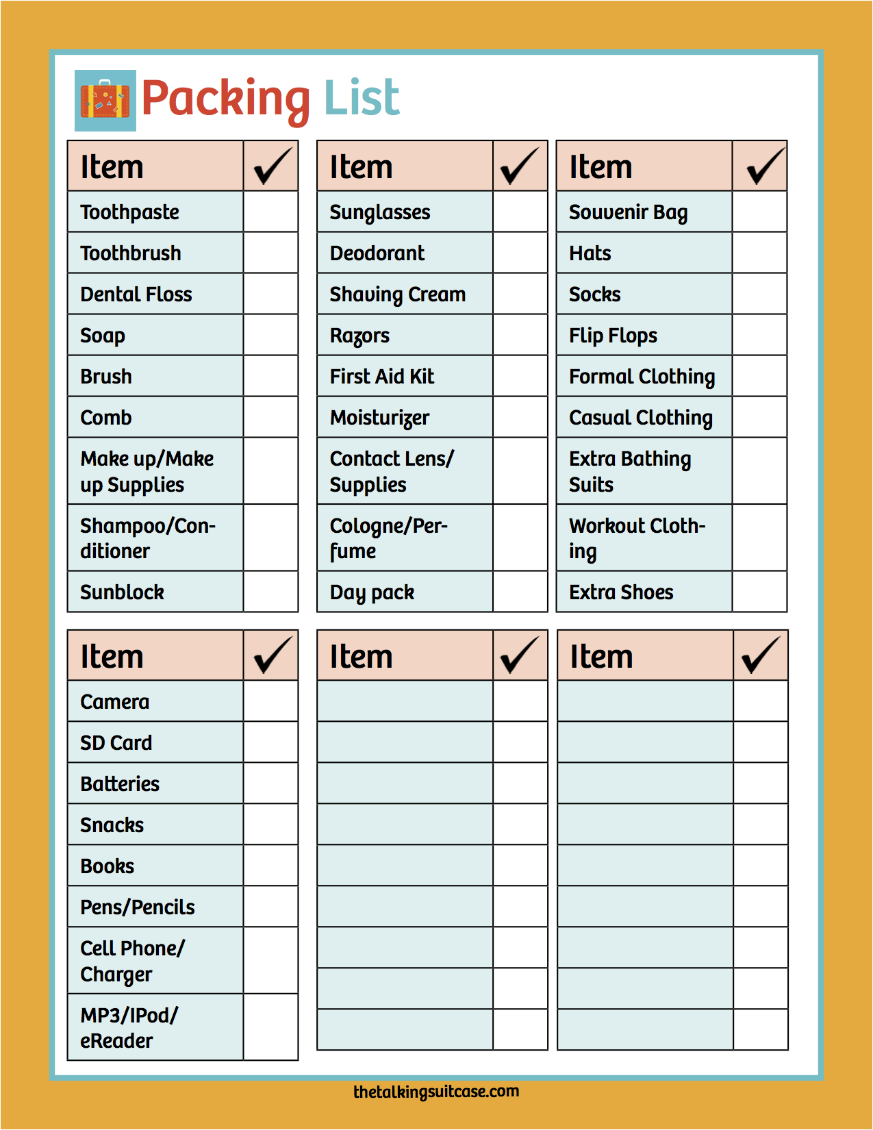 free printable cruise planner template