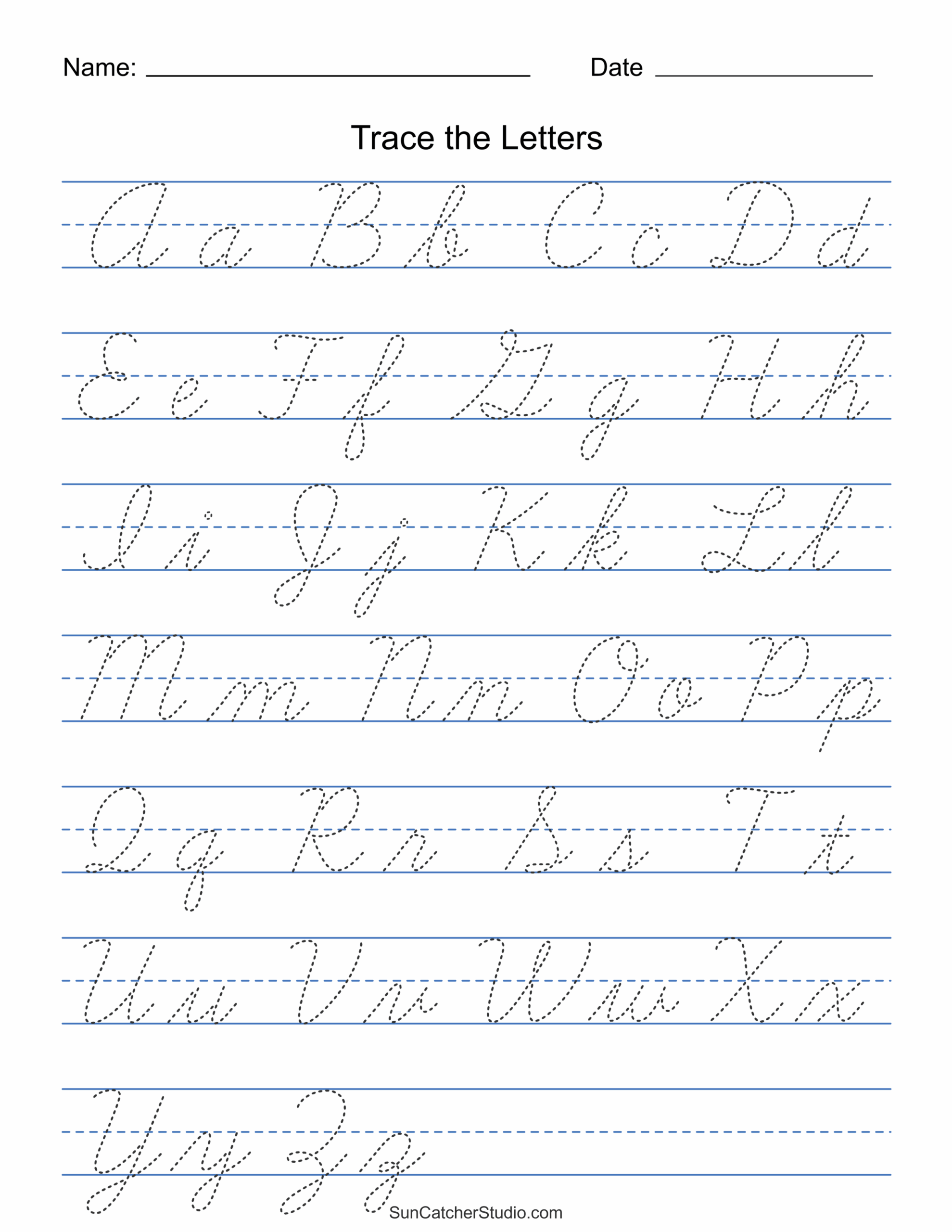 worksheets cursive writing