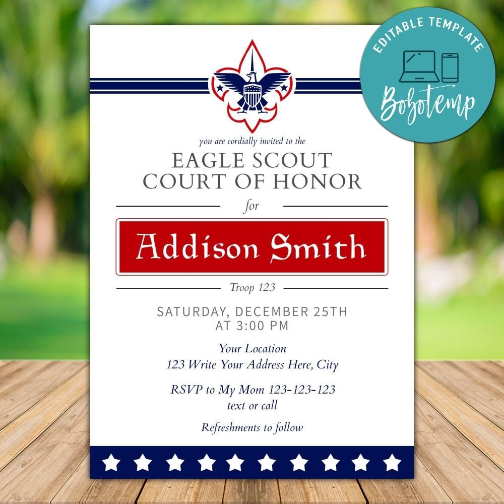 printable eagle court of honor invitation template