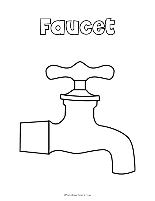 Printable Faucet Coloring Page WorksheetPrints