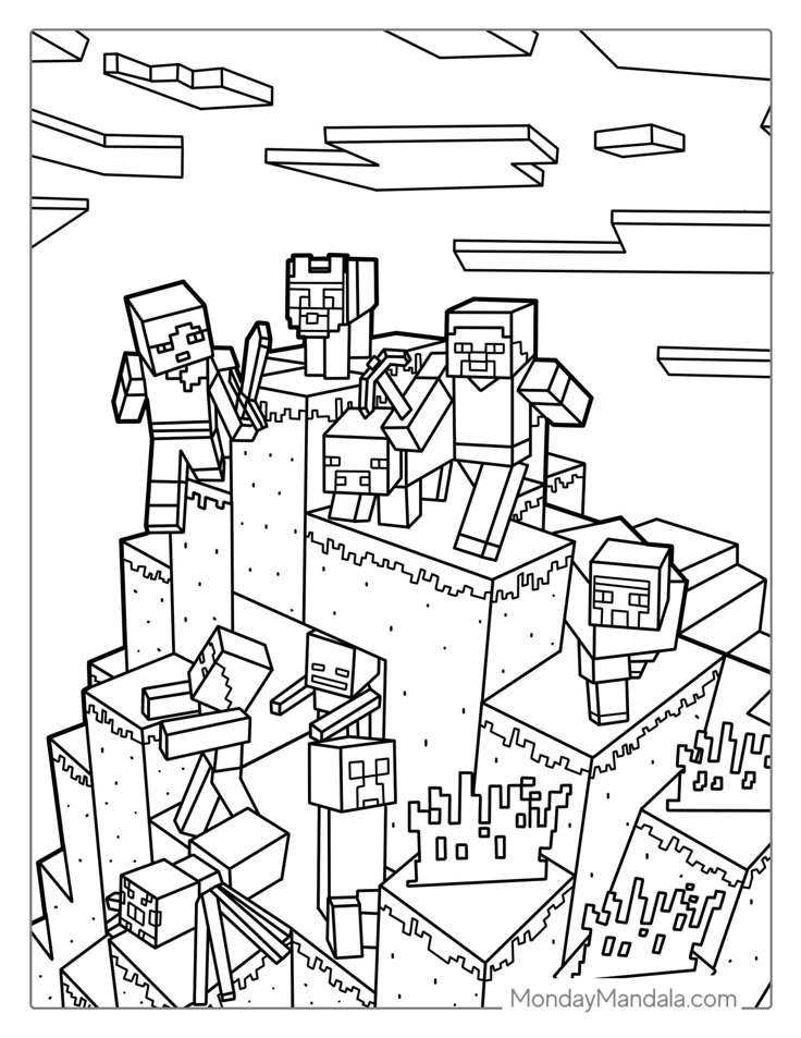 printable full page minecraft coloring pages