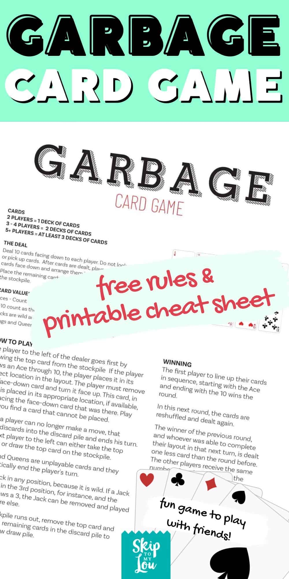 Printable Garbage Card Game Rules