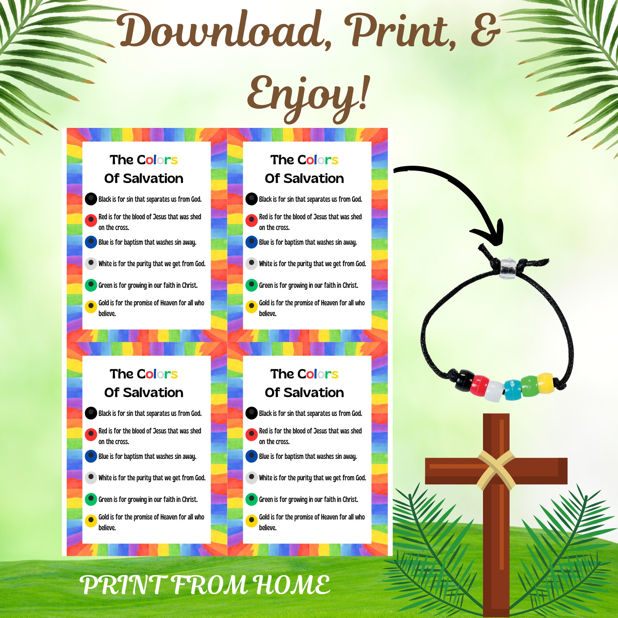 Printable Gospel Card Salvation Bracelet Sunday School Printables 
