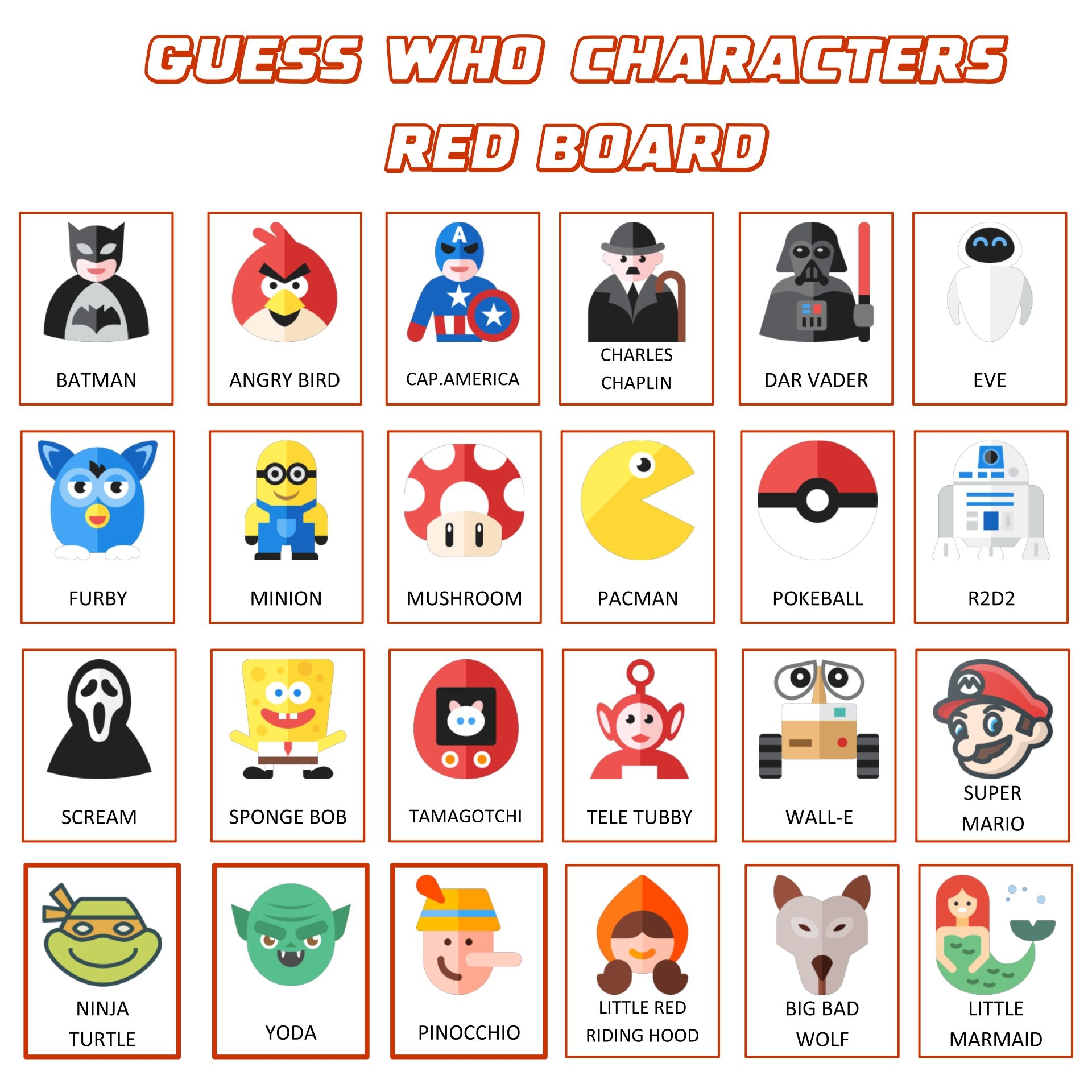 Printable Guess Who Board Printable Word Searches