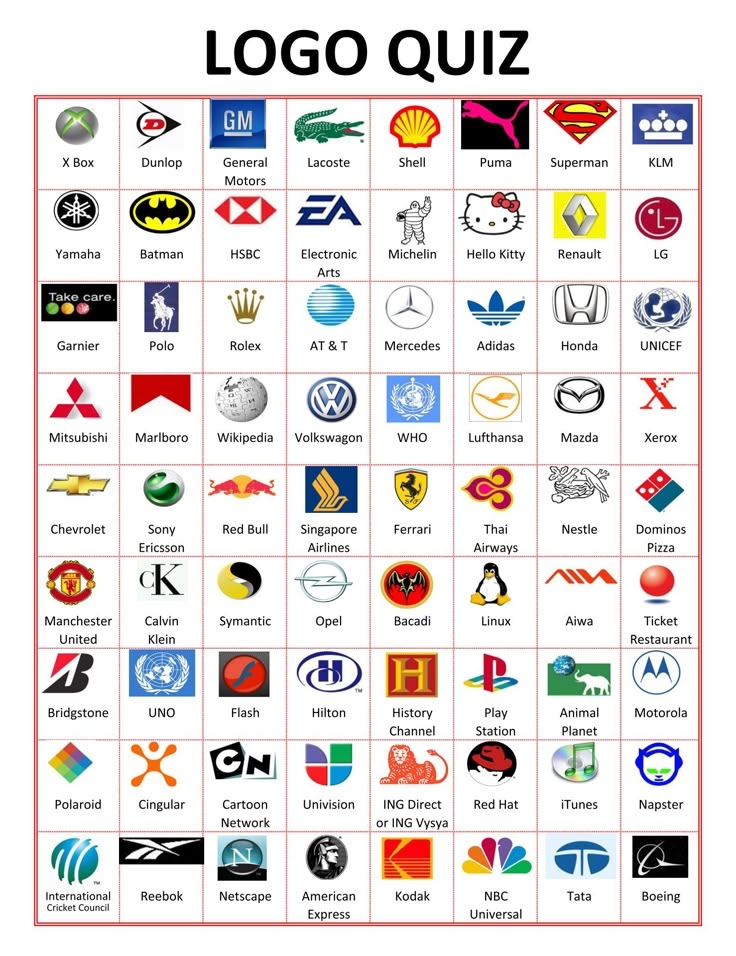 Printable Logo Quiz Guess The Logo