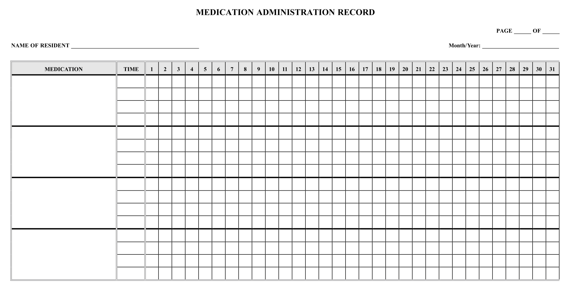 Printable Medication Administration Form Template Printable Forms