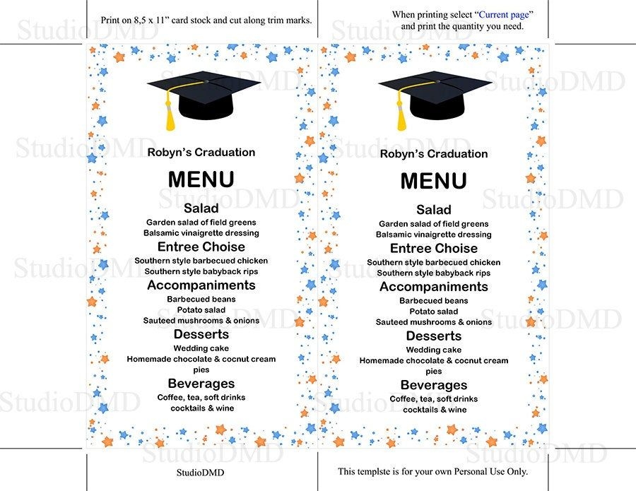 adobe printable menu card template