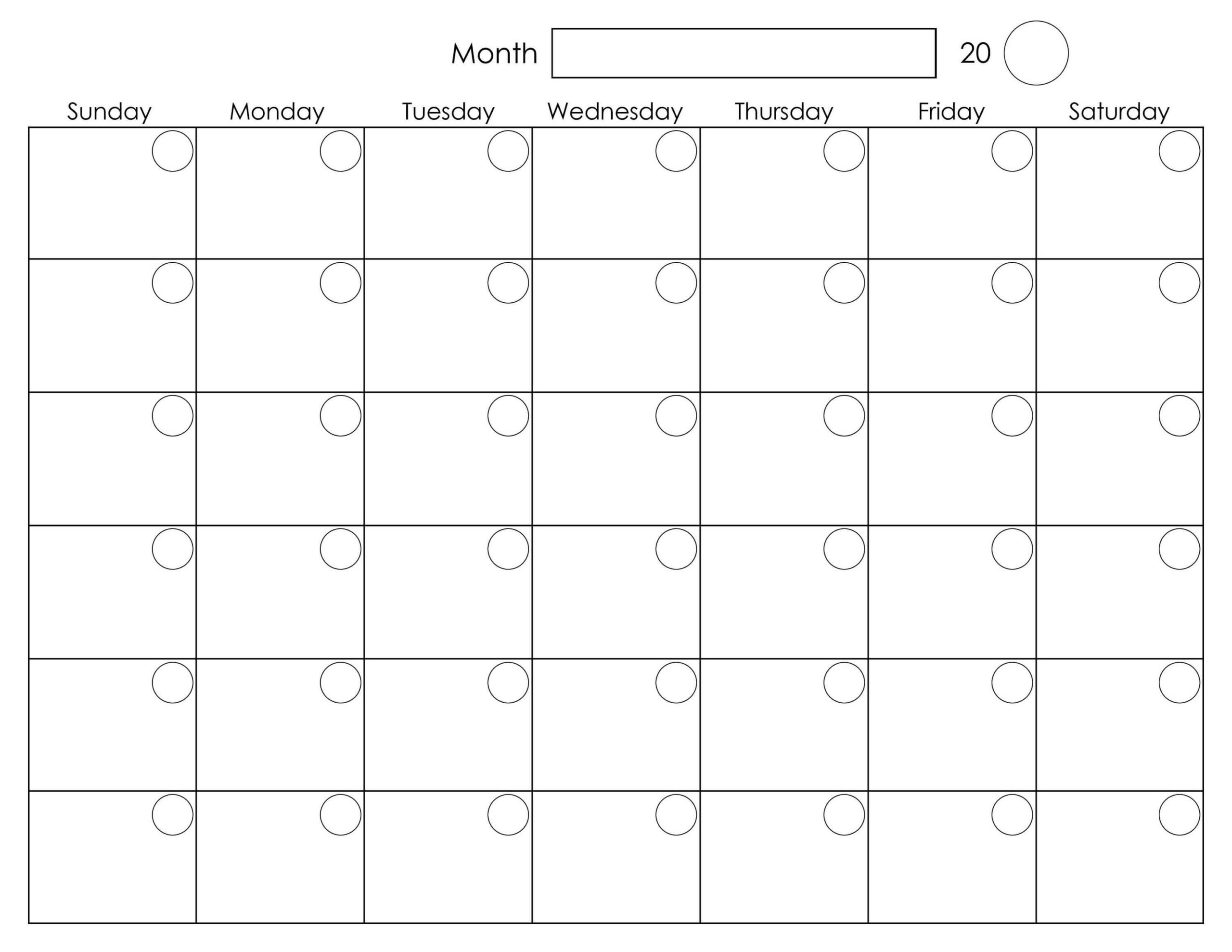 Printable Monthly Calendar Templates Printable Calendar