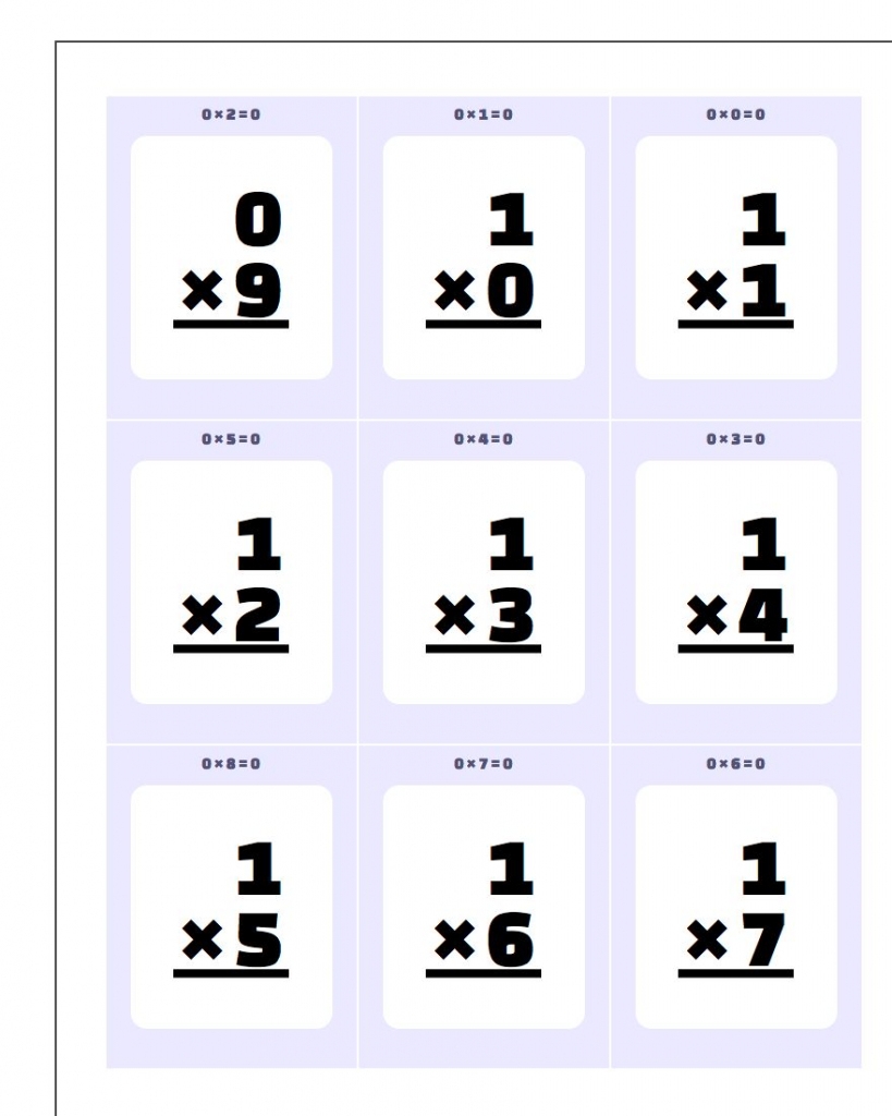 Printable Multiplication Flash Cards 0 12 Printable Card Free