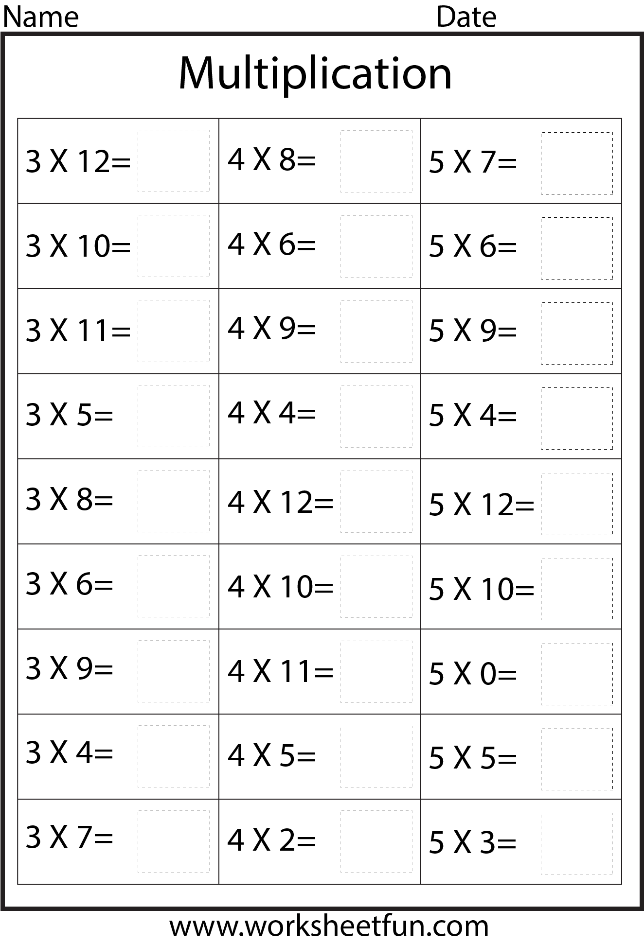 6 multiplication worksheets