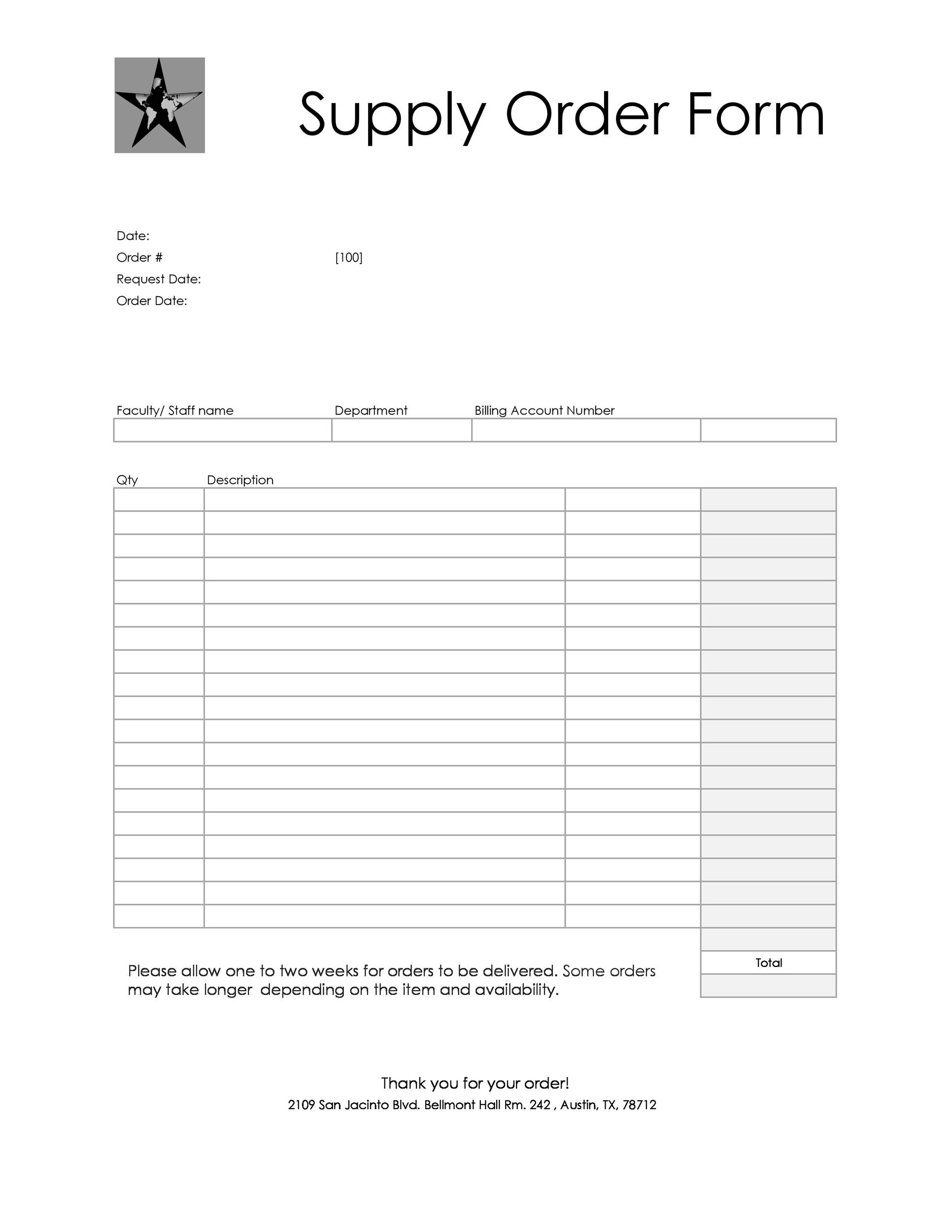 Printable Order Form Templates Printable Forms Free Online
