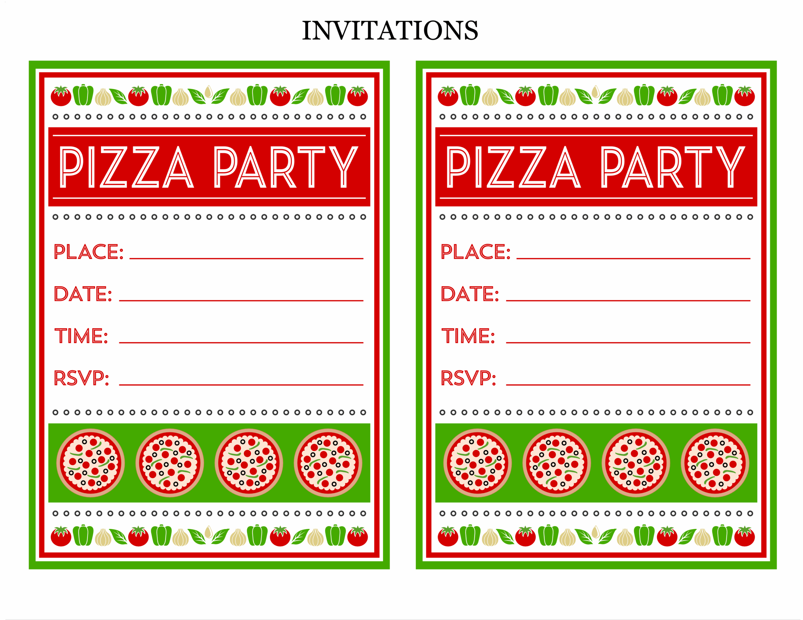 Printable Pizza Party Invitation Template Printable Templates