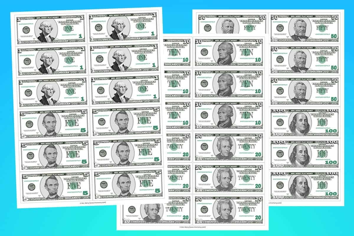 Printable Play Money For Kids Mrs Merry Fillable Form 2024