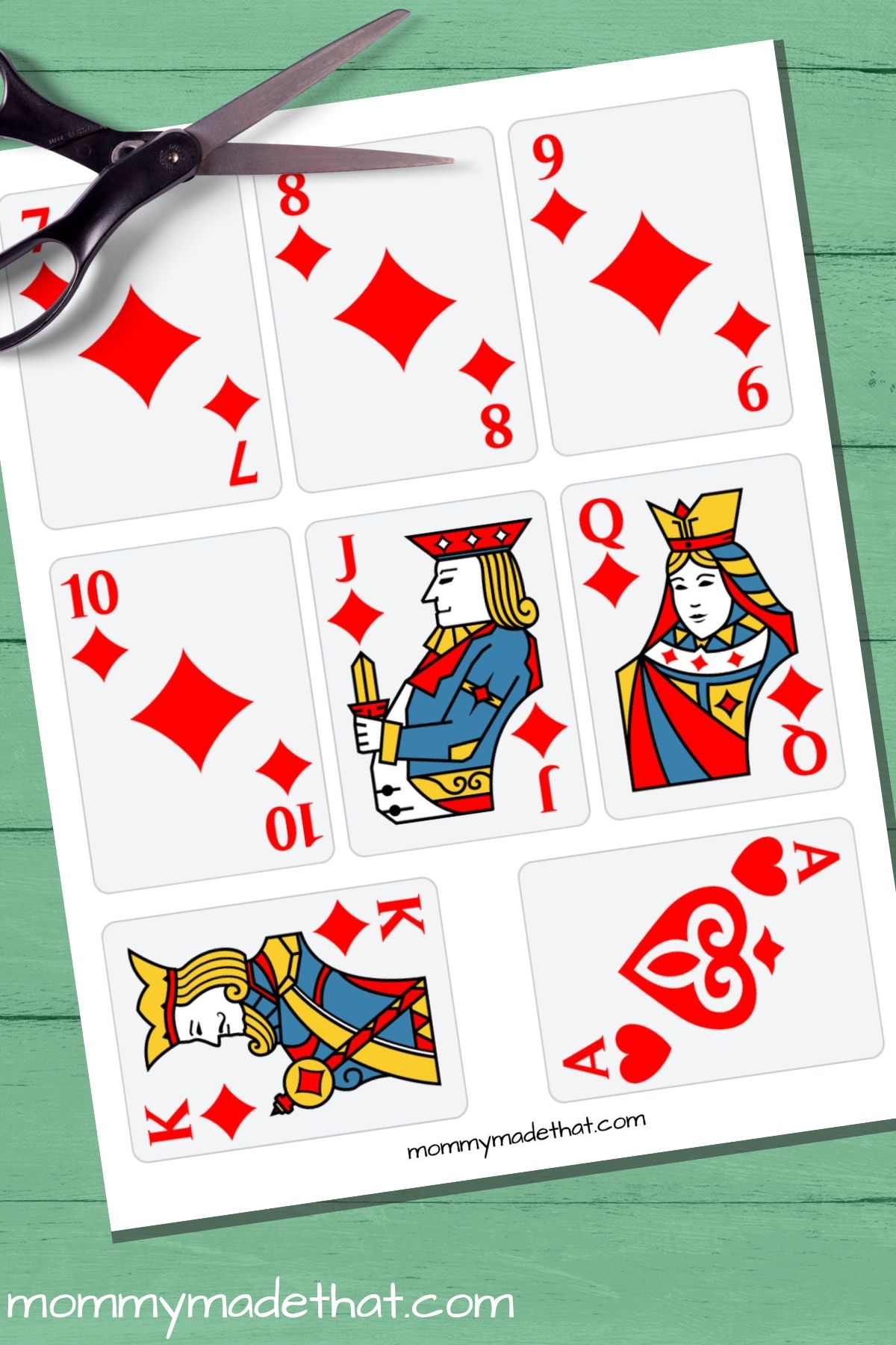 all 1 through 4 printable playing cards