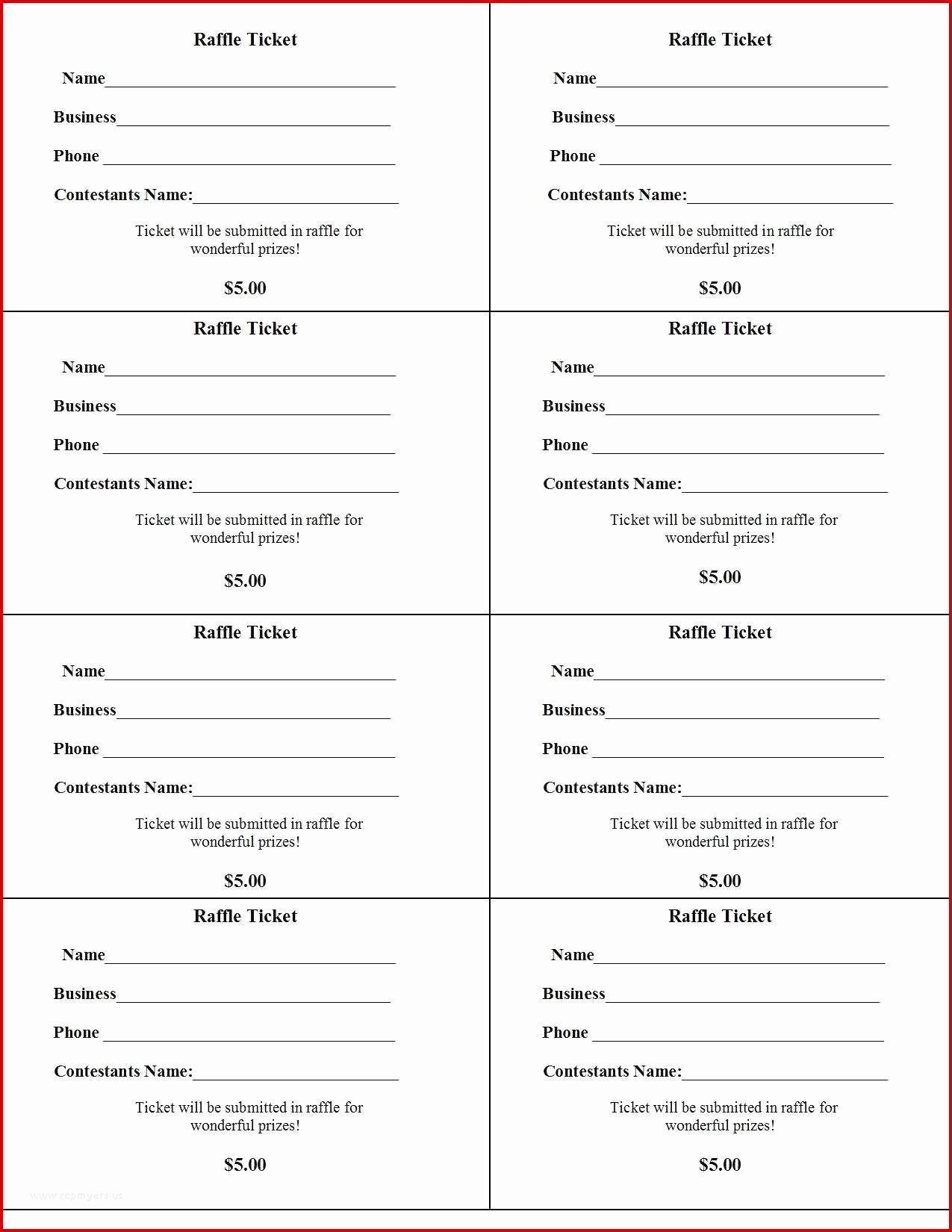 free printable raffle entry form template