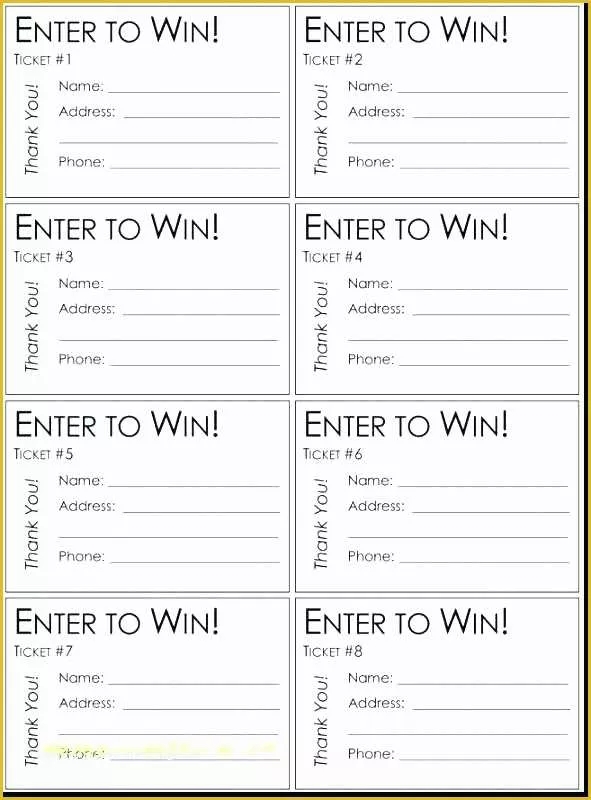 Printable Raffle Entry Form Template