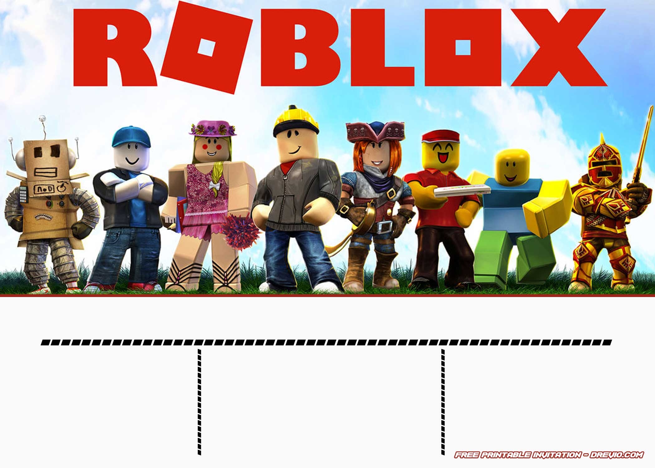 printable roblox roblox birthday invitation template