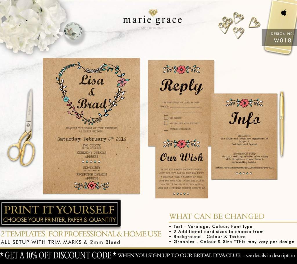 Printable Rustic Wedding Invitation Templates Wedding Invitation