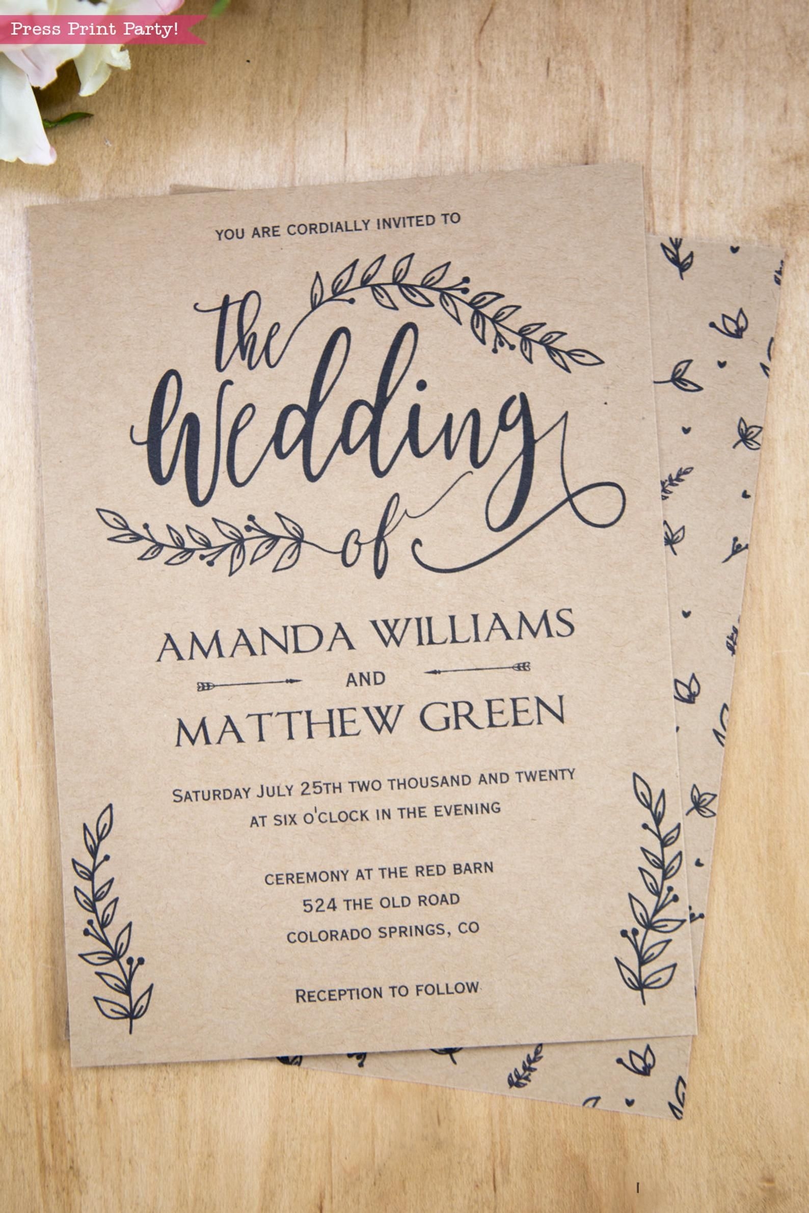 Printable Rustic Wedding Invitations Templates