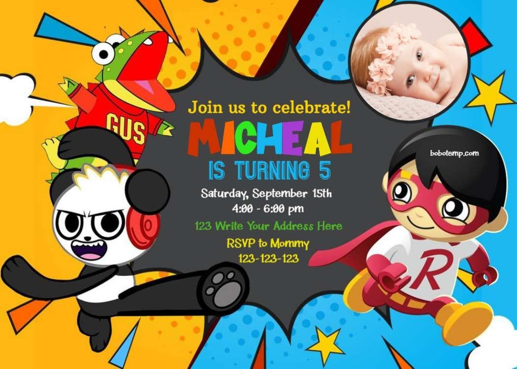 ryan's world invitation template