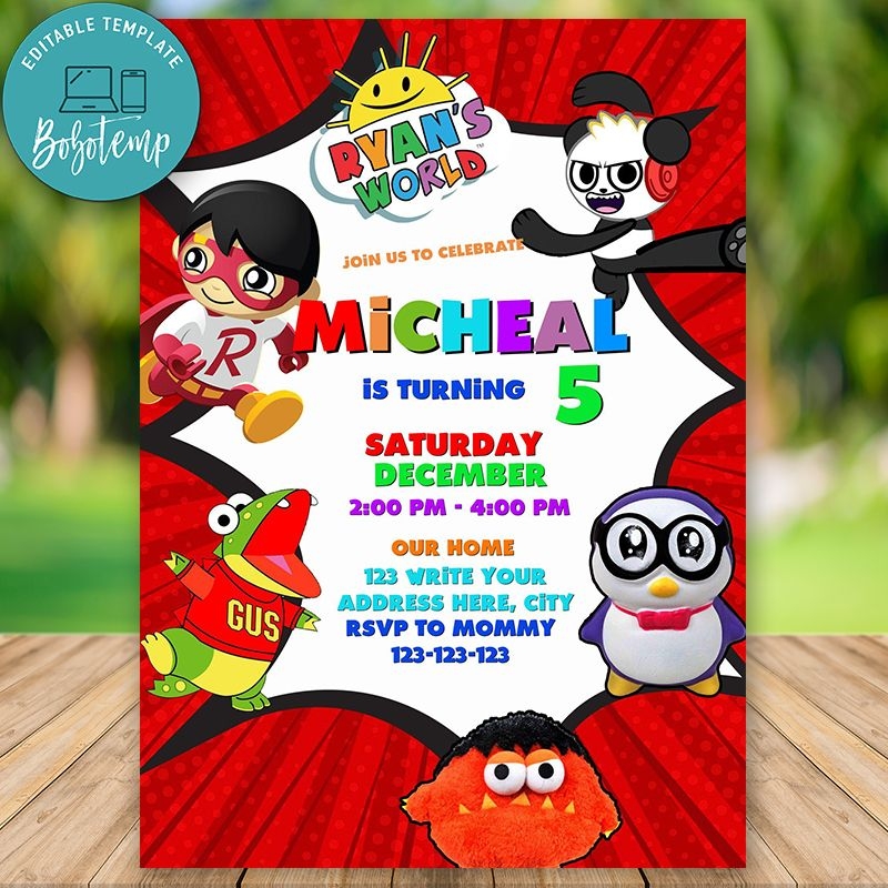 Printable Ryan 39 s World Invitation Template Free Printable Word Searches