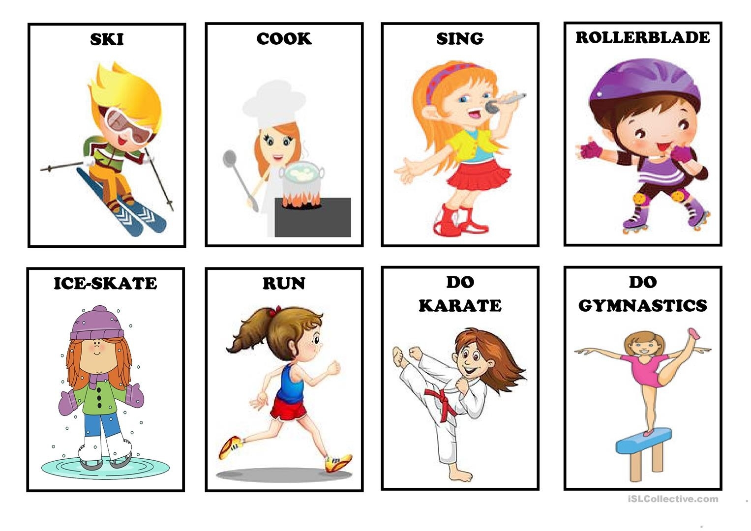 action verbs flash cards printable