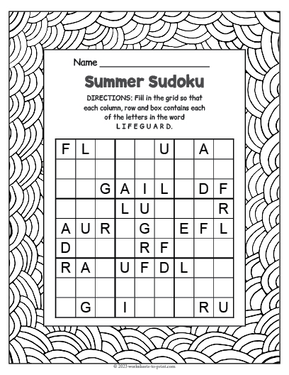 sudoku worksheets