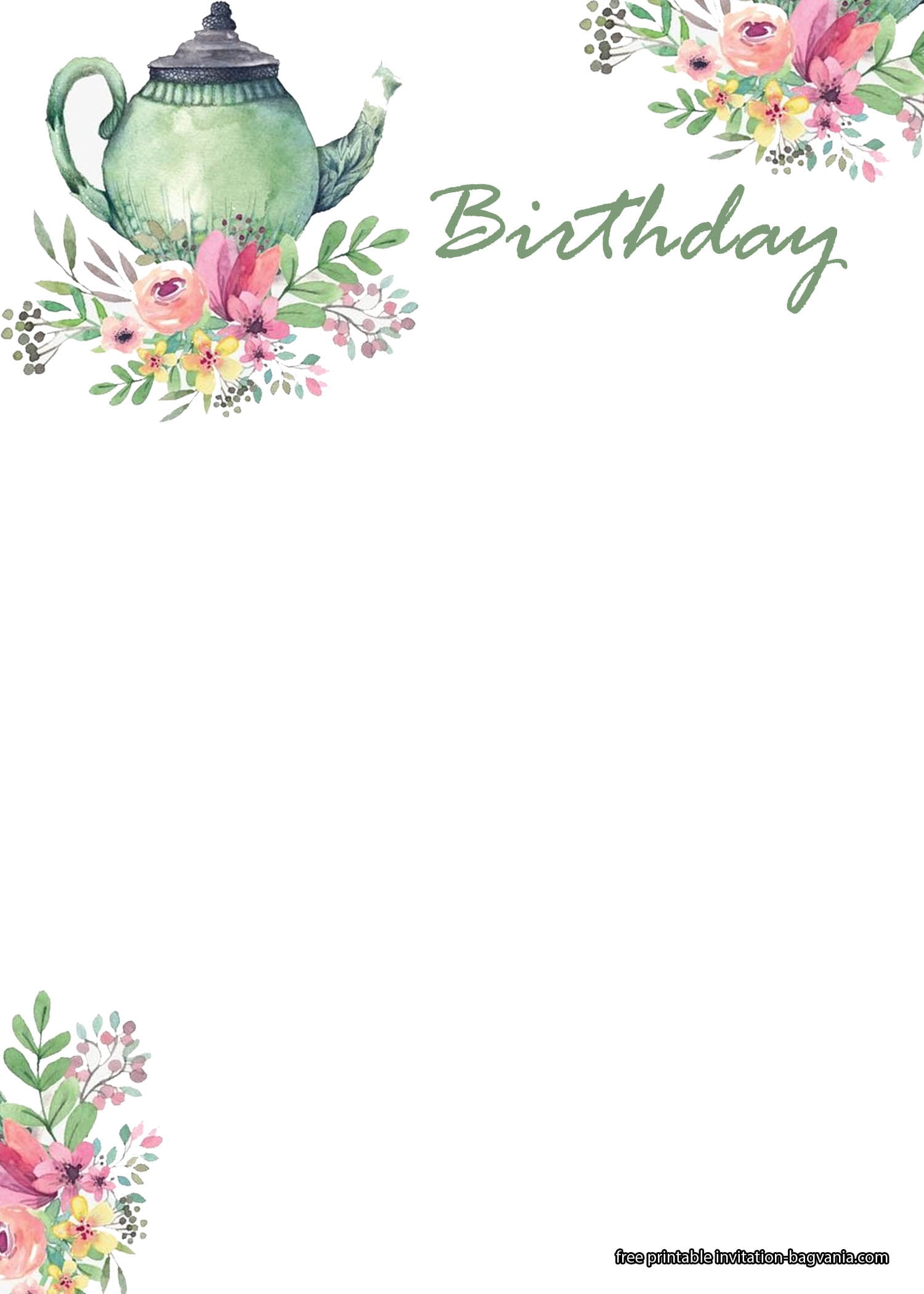 Printable Tea Party Invitation Template Printable Templates